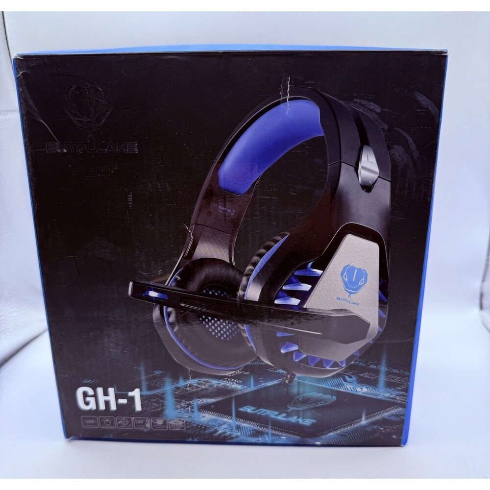 Butfulake GH-1 Over Head Gaming Headset Black+Blue New-open Box